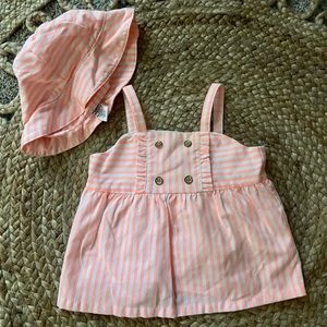 6-12 month Janie & Jack top & sun hat.